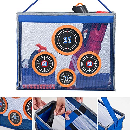 Surper Foam Blasters Portable Practice Target Bag Storage Carry Target Pouch for Nerf Guns N-Strike Elite/Mega/Rival Series (Blue)