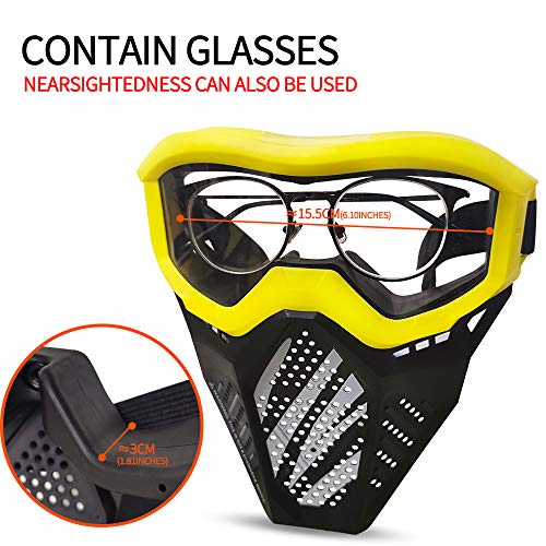 Surper 2 Pack Tactical Mask Compatible with Nerf Rival, Apollo, Zeus, Khaos, Atlas, Artemis Blasters Rival Mask (Yellow&Blue)