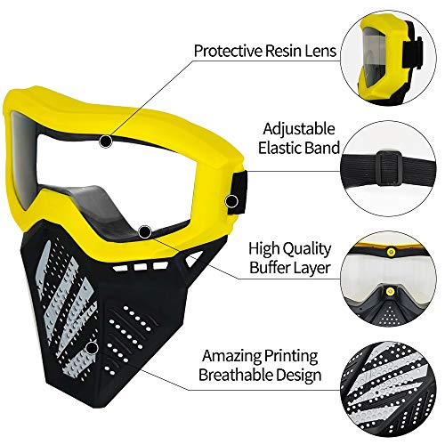 Surper 2 Pack Tactical Mask Compatible with Nerf Rival, Apollo, Zeus, Khaos, Atlas, Artemis Blasters Rival Mask (Yellow&Blue)