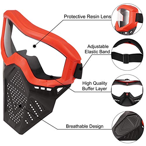 Face Mask Tactical Mask Compatible with Nerf Rival, Apollo, Zeus, Khaos, Atlas, Artemis Blasters Rival Mask (Red) (Blue)