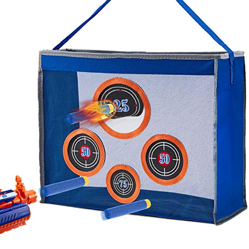 Surper Foam Blasters Portable Practice Target Bag Storage Carry Target Pouch for Nerf Guns N-Strike Elite/Mega/Rival Series (Blue)