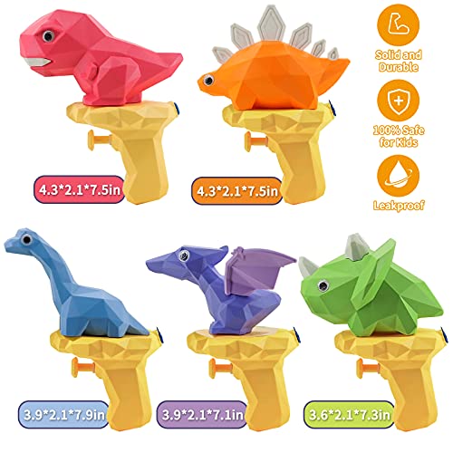 3D Dinosaur Water Guns for Kids, Creative Animal Squirt Water Gun Toys, Dino Water Spray Toy Summer for Children, Gifts Present for Swimming Pool Beach Party Favor, 5 Pack