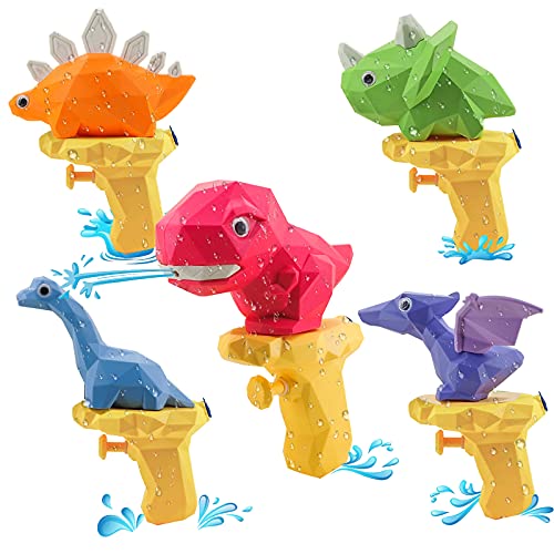 3D Dinosaur Water Guns for Kids, Creative Animal Squirt Water Gun Toys, Dino Water Spray Toy Summer for Children, Gifts Present for Swimming Pool Beach Party Favor, 5 Pack